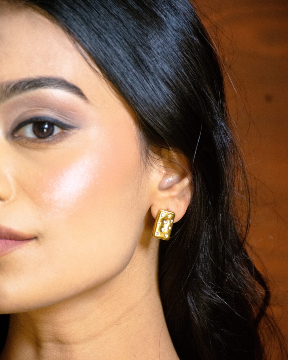 Studded Rectangle Earrings - Image 2