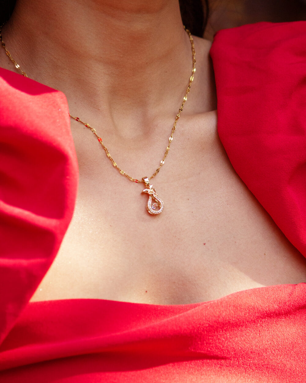 Crystal Bowtie Charm Necklace - Image 2