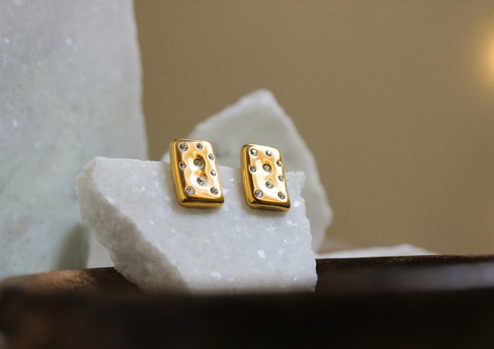 Studded Rectangle Earrings