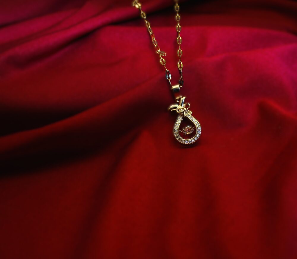 Crystal Bowtie Charm Necklace