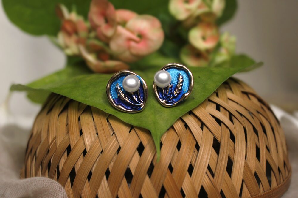 Pearl Bloom Studs (Blue) - Image 2